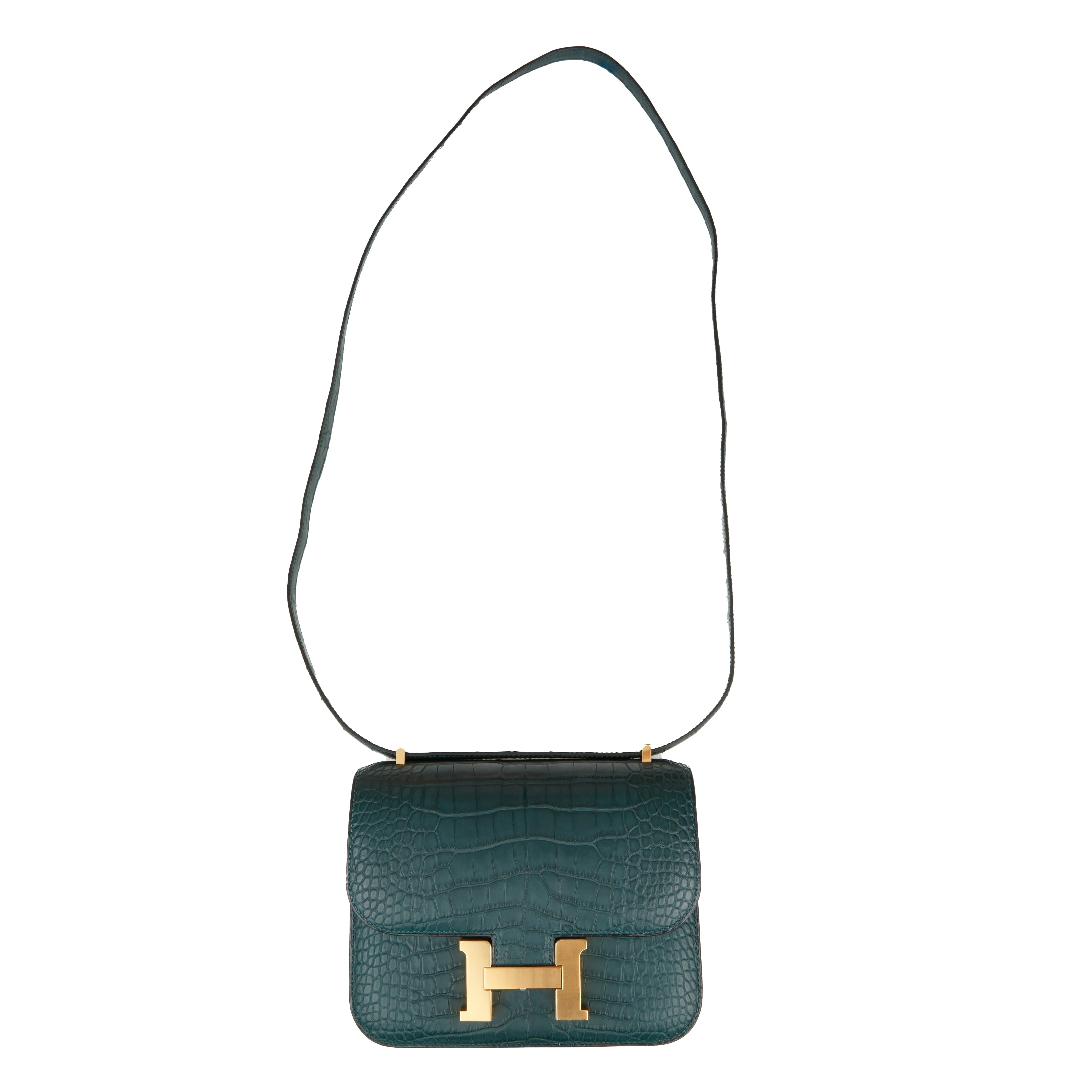 Hermès Original Bag  Hermès Constance 18 Vert Cypress Matte Alligator Gold  Hardware