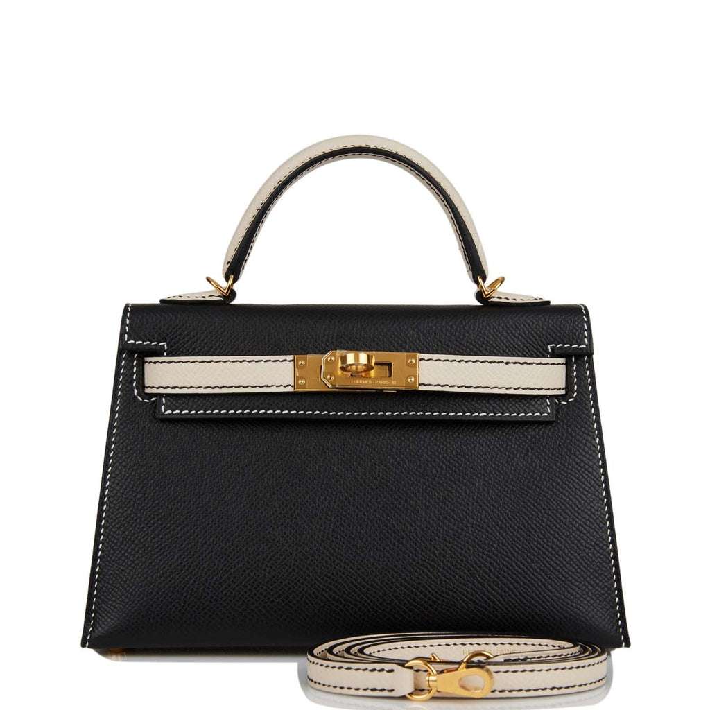 Hermès Special Order (HSS) Kelly Sellier 20 Black and Craie Epsom Gold Hardware