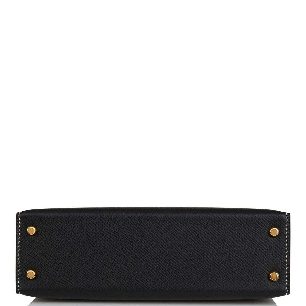 Hermès Special Order (HSS) Kelly Sellier 20 Black and Craie Epsom Gold Hardware